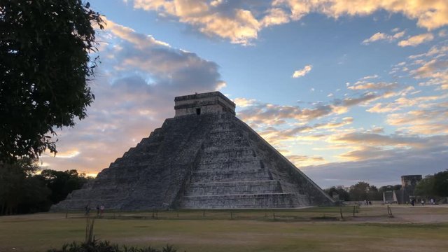 Mexico: Mayan Pyramid Kukulcan Temple in Silhouette, Chichen Itza