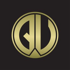 QU Logo monogram circle with piece ribbon style on gold colors