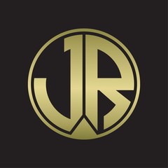 JR Logo monogram circle with piece ribbon style on gold colors