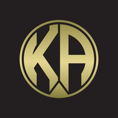 KA Logo monogram circle with piece ribbon style on gold colors