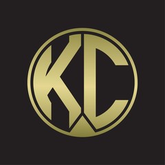 KC Logo monogram circle with piece ribbon style on gold colors