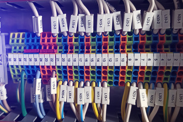 automation board. group of terminal connections, toning
