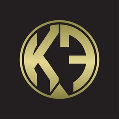 KF Logo monogram circle with piece ribbon style on gold colors