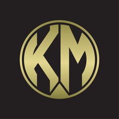 KM KLogo monogram circle with piece ribbon style on gold colors