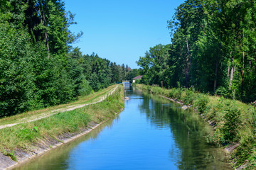 Fototapeta na wymiar Lochbach-Kanal im Augsburger Stadtwald