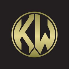 KW Logo monogram circle with piece ribbon style on gold colors