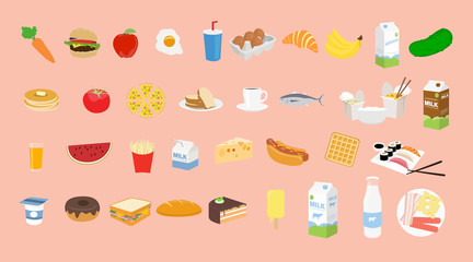 Vector Isolated Set of Food Icons