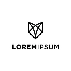 Fototapeta premium geometric fox head logo icon isolated on white background vintage vector design element illustration in trendy linear line minimal style