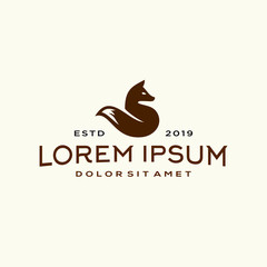 vintage Hipster fox wolf logo badge label vector illustration