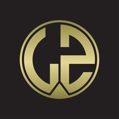 LZ Logo monogram circle with piece ribbon style on gold colors
