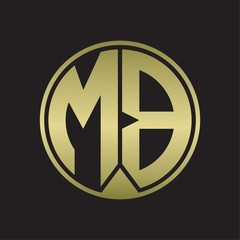 MB Logo monogram circle with piece ribbon style on gold colors
