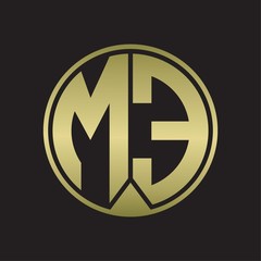 MELogo monogram circle with piece ribbon style on gold colors