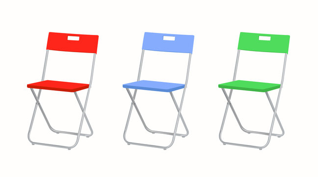 Vector Isolated Folding Chairs Illustration in Different Colors