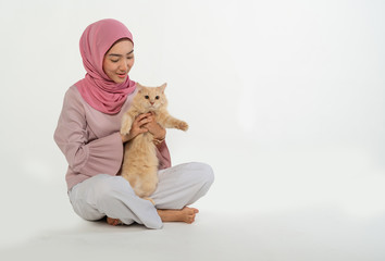 Teenager with cat