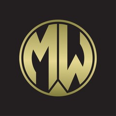 MW Logo monogram circle with piece ribbon style on gold colors