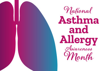 May is Asthma and Allergy Awareness Month. Holiday concept. Template for background, banner, card, poster with text inscription. Vector EPS10 illustration.
