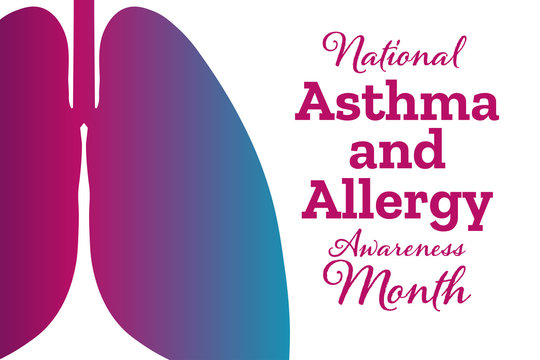 May is Asthma and Allergy Awareness Month. Holiday concept. Template for background, banner, card, poster with text inscription. Vector EPS10 illustration.