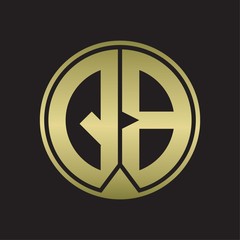 QB Logo monogram circle with piece ribbon style on gold colors