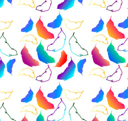 Stylish gradient neon feathers pattern. Vector design print for fabric.