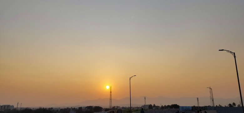 sunset over river
