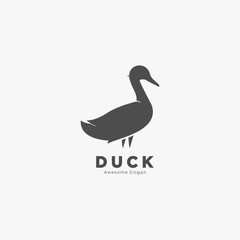 Vector Logo Illustration Duck Pose Silhouette Style