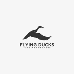 Fototapeta na wymiar Vector Logo Illustration Duck Flying Silhouette Style