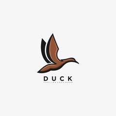 Vector Logo Illustration Duck Flying Line Art Style