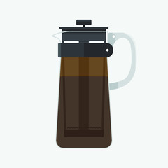 glass coffee french press flat design icon vector
