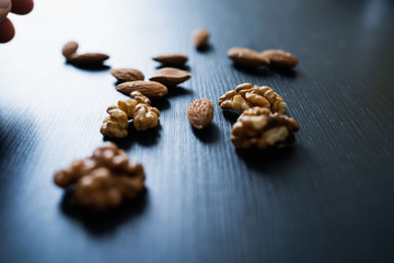 walnuts on wooden table