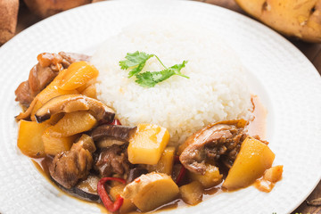 Rice with mushroom and potato