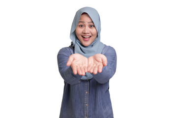Muslim Lady Shows Something in Her Empty Hands