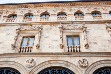 Fototapeta na wymiar Facade of the historical Palacio de la Salina a Plateresque style with Italian elements building built in 1538 in Salamanca city center