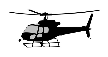 Vector illustration the silhouette of the helicopter.