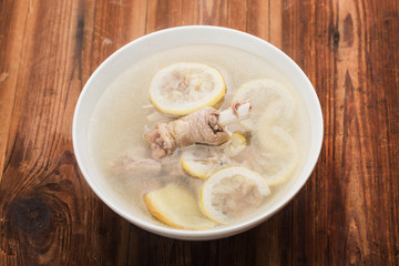 Lemon and goose paw soup