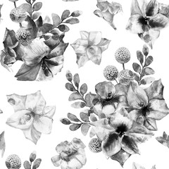 Watercolor flowers. Artistic seamless pattern. Summer design of textile, fabric, wallpaper, background and more.