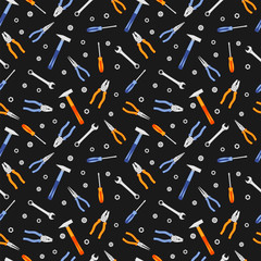 Working tools for repair and construction. Vector seamless pattern for construction store, repair tool store, repair center, printing on packaging, fabric, textile. Design for construction concept