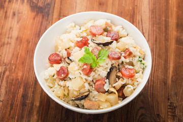Chinese food, Chinese shiitake and sausage rice