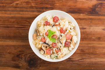 Chinese food, Chinese shiitake and sausage rice