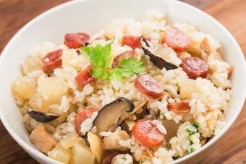 Chinese food, Chinese shiitake and sausage rice
