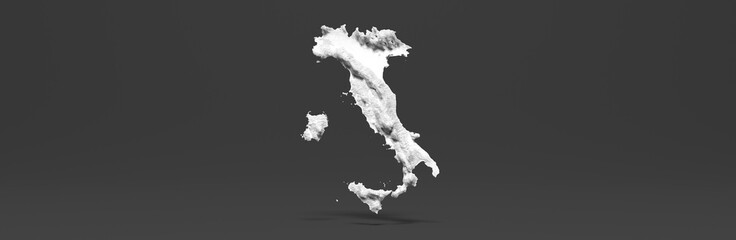 Italy map with topology 3D rendering