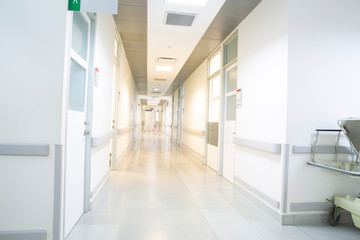 Fototapeta na wymiar Empty Hospital, Corridor interior inside a modern hospital