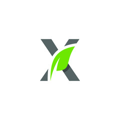 Initial Letter X with Leaf Logo Design