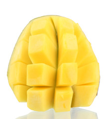 Mango fruit slices isolated on the white background
