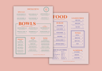 Tan Menu Layout with Colorful Accents