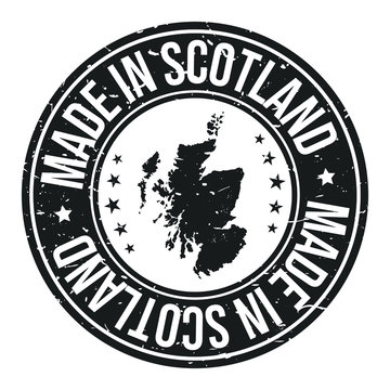 Made in Scotland Symbol. Silhouette Icon Map. Design Grunge Vector. Product Export Seal.