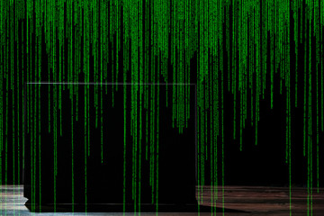 Obraz premium laptop with abstract binary code