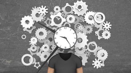 Blow your brain clock head of a man