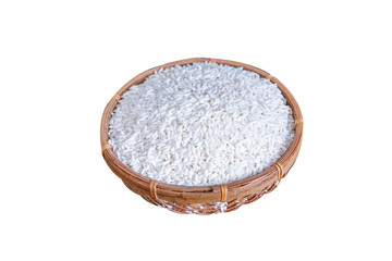 Top view of sticky rice Thai traditional agriculture in the north and northeast of Thailand isolated background with clipping path.
