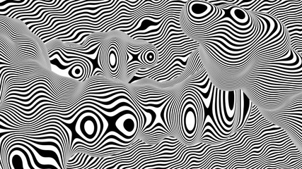 Black and white pop art wavy lines and spots