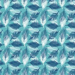 Tropical Palm Tree Leaves Vector Seamless Pattern. Hand Drawn Doodle Palm Leaf Sketch Drawing. Summer Floral Background. Tropical Plants Wallpaper